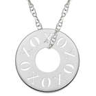 Cut-Out XOXO Circle Pendant Necklace in White Gold