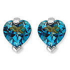 London Blue Topaz Heart Stud Earrings in 14K White Gold