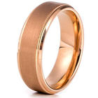 Men's Brushed Rose Gold Engraved Tungsten Ring