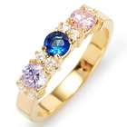 3 Birthstone and Cubic Zirconia Gold-Plated Ring