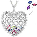 Birthstones Inside Sterling Silver Heart Necklace