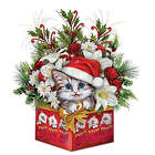 Cat Art Christmas Floral Centerpiece