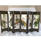 Feng Shui Tabletop Art Folding Screen with Birds and Flowers
