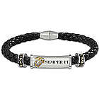 Personalized USMC Semper Fi Leather Bracelet for Men