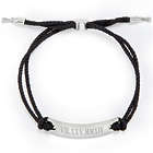 Roman Numeral Bar Rope Bolo Bracelet in Black And Silver