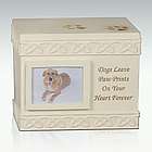Dogs Leave Paw Prints Box Style Cremation Urn with Photo Slot