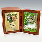 Engravable Paws On My Heart Wooden Photo Urn
