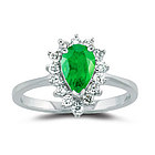 Diamond & Emerald Ring in 18K White Gold