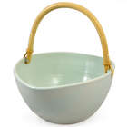 Ceramic Bread Basket with Bamboo Handle