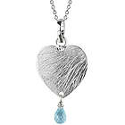 Heart Pendant in Sterling Silver with Aquamarine Dangle
