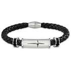 Foundation of Faith Stainless Steel and Leather Braided Bracelet