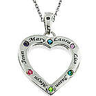 Personalized Family Heart Pendant with CZ Birthstones