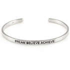 Dream Believe Achieve Silver Message Bracelet