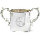 Personalized Sterling Silver Floral Double-Handled Baby Cup