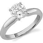 14K White Gold CZ Solitaire Ring