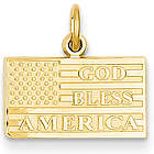 God Bless America Flag Pendant in 14 Karat Gold