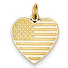14 Karat Gold American Flag Heart Pendant