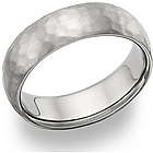 Titanium Hammered Wedding Band Ring