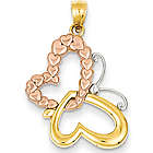 Butterfly Heart Pendant in 14 Karat Rose and Yellow Gold