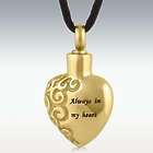 Always In My Heart Gold Stainless Steel Cremation Pendant