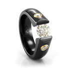 Ladies Black Titanium and Diamond Tension Set Engagement Ring