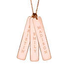 Personalized Triple Vertical Name Bar Pendant in Rose Gold
