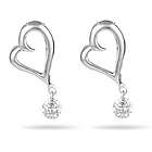 Diamond Open Heart Dangling Earrings in 18 Karat White Gold