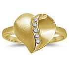 Diamond Five Stone Heart 14K Yellow Gold Satin Finish Ring