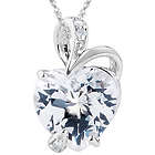 Diamond & White Topaz Heart Pendant in 14K White Gold