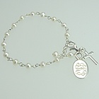 Freshwater Pearl Child's Bracelet with Engraved Charm and Cross