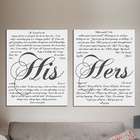 His and Her Vows Personalized Canvas Prints Wall Art