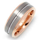 Men's Beveled Edge Rose Gold and Brushed Tungsten Ring