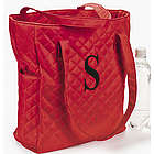 Personalized Red Quilted Tote Bag