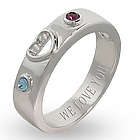 Custom Sterling Silver Birthstone Couple's Promise Ring
