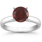Garnet Solitaire Sterling Silver Ring