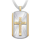 Son's Always With You Dog Tag Cross Pendant