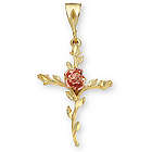 14K Gold Rose of Sharon Cross Pendant