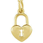Heart Lock Pendant in 14K Yellow Gold