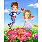 Fairy Love Caricature for Two Custom Photo Print