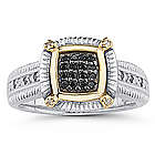 Black and White Diamond Men's Ring in Yellow Gold & Silver