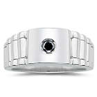 Men's Black Diamond Rolex Ring in Silver
