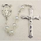 Deluxe Pewter White Pearlized Rosary