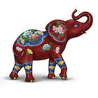 Elephant Figurine with Cloisonne-Inspired Designs