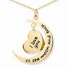 To the Moon and Back Gold Plated Heart and Moon Necklace