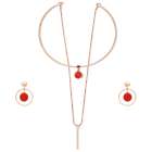 Rose Gold-Tone Ball Bead Choker Necklace and Earrings