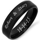 Personalized Black Stainless Steel Beveled Edge Band