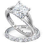 Personalized Platinum Princess Bridal Ring Set