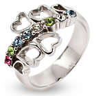 Mother's Family of Hearts 8-Birthstone Sterling Silver Ring