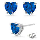 Created Blue Sapphire Stud Earrings in 14K White Gold