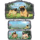 Pug Art Personalized Faux Stone Welcome Sign